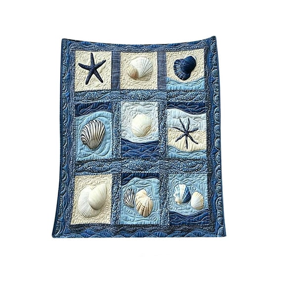 Uuowzo Ocean Shells Flannel Blanket Coastal Beach Themed Print Soft Plush Throw for Sofa Bed and Home Decor