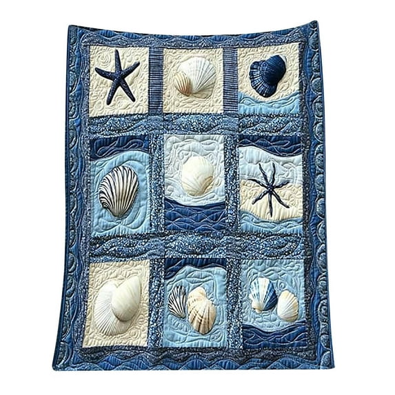 Uuowzo Ocean Shells Flannel Blanket Coastal Beach Themed Print Soft Plush Throw for Sofa Bed and Home Decor