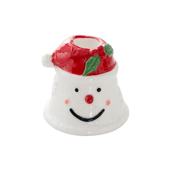 Uuowzo Santa Claus Snowman Ceramic Candle Holders Festive Holiday Decor for Tabletop Mantel Candlelight Dinner Romantic Ambiance Christmas Themed Home Accessory