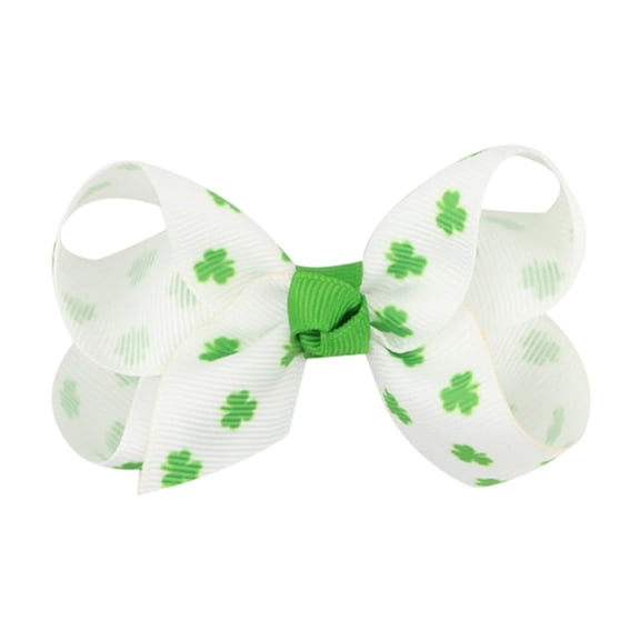 Uuowzo St Patricks Day Hair Bows Green Glitter Clover Alligator Clips Girls Women Shamrock Irish Party Accessories