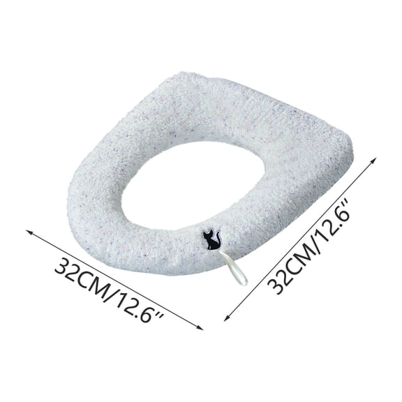 Uuowzo Thickened Small Floral Faux Furs Toilet Seat Cushion with Handles Indoor Christmas Decorations, Christmas Gifts for Family, C