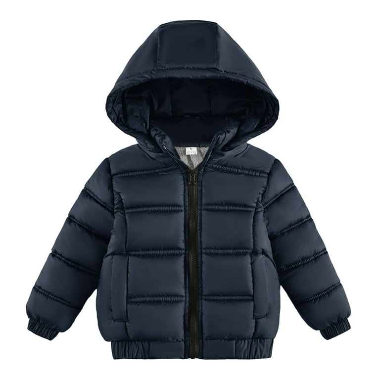 Uuszgmr Baby Boys Girl Coats Winter Jacket Hooded Soild Toddler Outwear Zipper Windproof Warm Thick Jacket Navy Size 18 24 Months