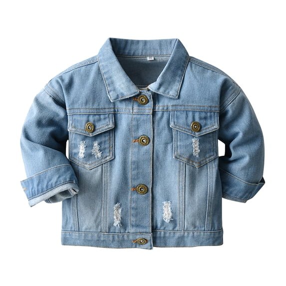Uuszgmr Baby Coats For Boys Girls Toddler Children Outwear Plaid Over Winter Long Sleeve Denim Jacket Blouse Boys Blue,Size:2-3 Years