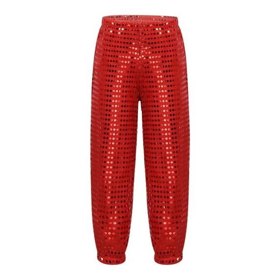 Uuszgmr Baby Pants For Boys Girls Kids Sequins Loose Jazz Street Dance Pants Haren Trousers Dancewear For Girls 3-4 Years Red