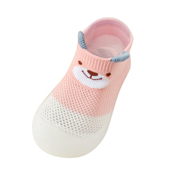 Uuszgmr Baby Sock 5-8 Months Child Rubber Soft Anklet Sole Breathable Summer Baby Cartoon Toddler Slipper Pink