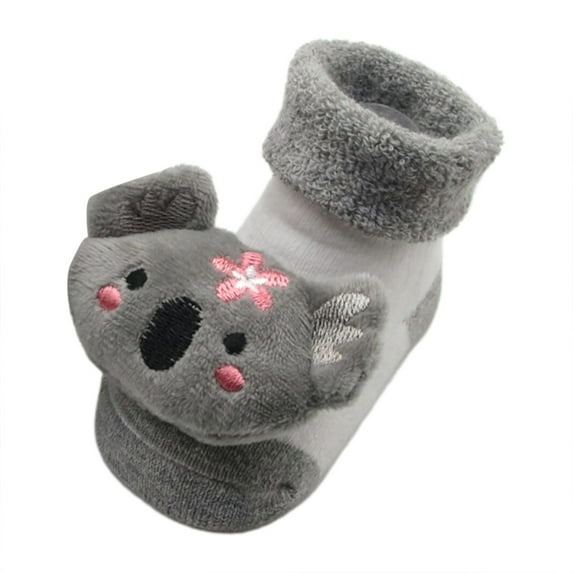 Uuszgmr Baby Sock Onesize Comfortable And Fashionable Solid Color Cartoon Prints Shoes And Walking Socks Dark Gray