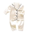 thumbnail image 1 of ZHUASHUM Babys Boys Girl Pajamas Solid Color Round Neck Short Sleeve Comfy Sleepwear Outfits Pajamas Clothes White,Size:12-18 Months, 1 of 5