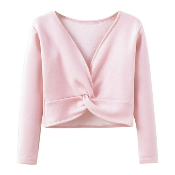 ZHUASHUM Boys Girl Easter T Shirts Autumn Winter Toddler Long Sleeve Round Neck Warm Solid Color Blouse Ballet Wrap Tops Velvet Dance Sweater Pk2 2-3 Years