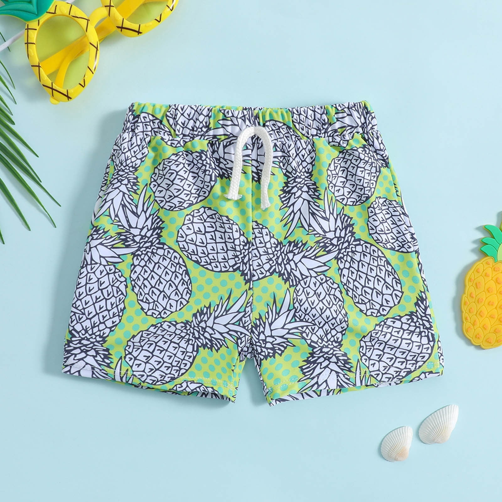 Funtasia Too Boys Swim Trunks - Blue Gingham Whales main image 0
