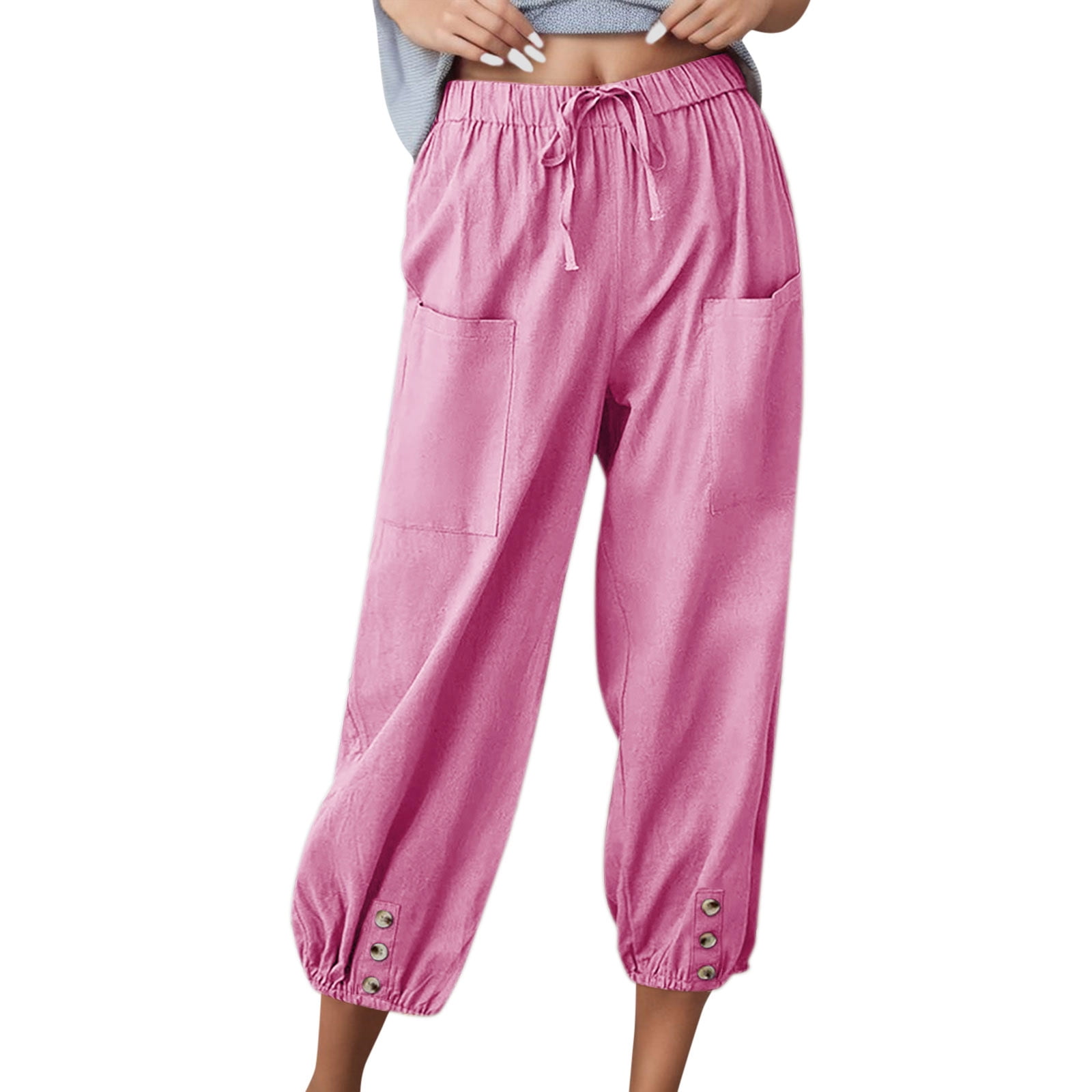 Uuszgmr Casual Pants For Womens Women Summer High Waisted Linen Pants ...
