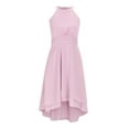 thumbnail image 1 of Uuszgmr Cute Dress For Girls Halter Neck Solid Color Sleeveless Elegant Floral A Line Chiffon Long Party Dress ,Size:6-7 Years, 1 of 6