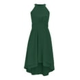 thumbnail image 1 of Uuszgmr Girl Dress Cute Halter Neck Solid Color Sleeveless Elegant Floral A Line Chiffon Long Party Dress Green,Size:12-14 Years, 1 of 6