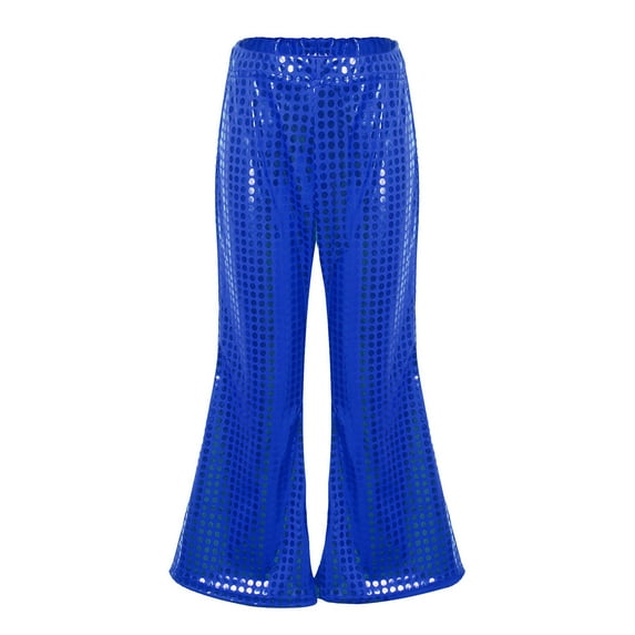 ZHUASHUM Girls Pants Toddler Casual Sequin Glitter Party Carnival Gown Short Sleeves Bottom Toursers Pants Blue 12-14 Years
