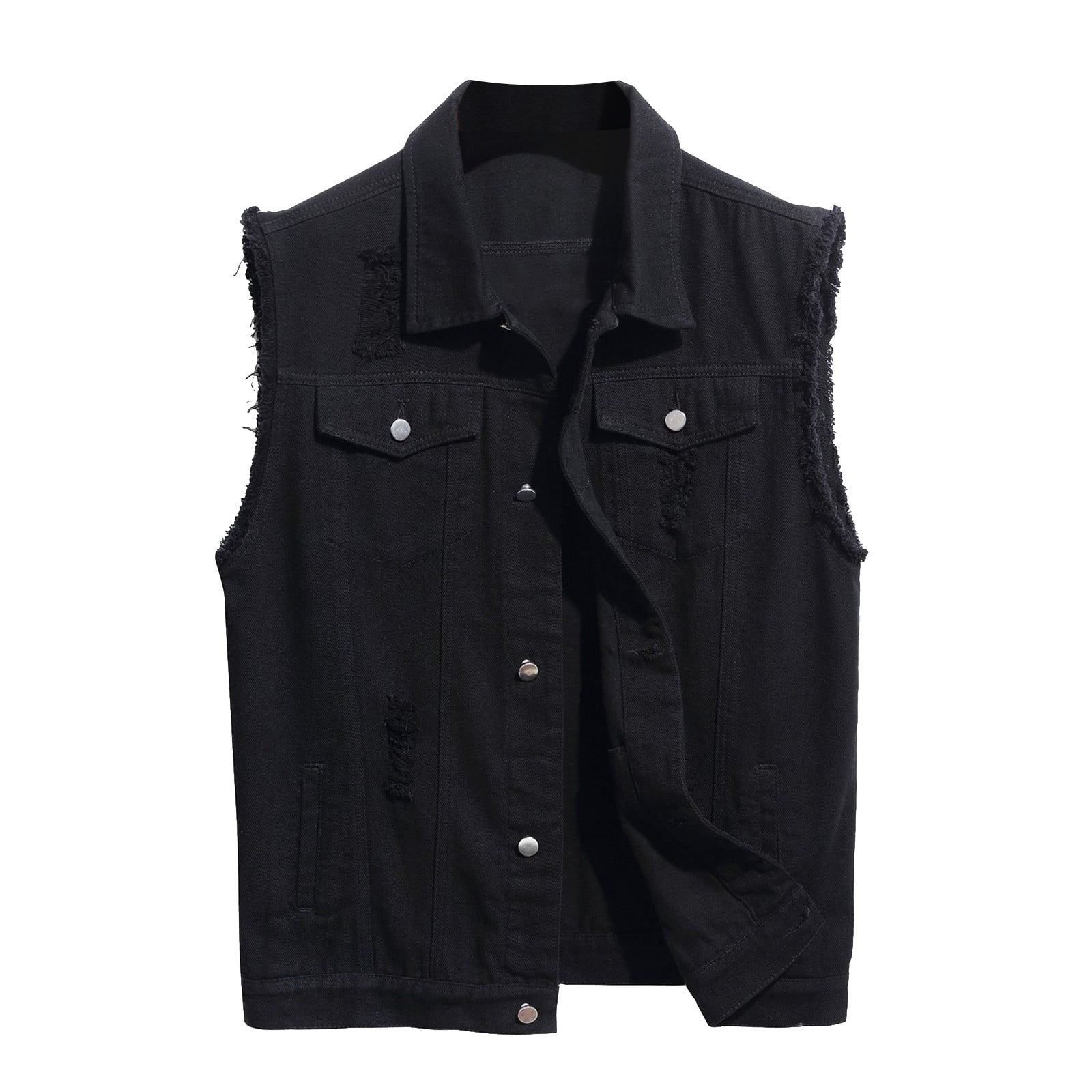 Uuszgmr Jacket For Mens Denim Vest Men Lapel Sleeveless Slim Fit Retro