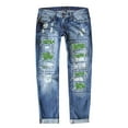 thumbnail image 1 of Uuszgmr Jeans For Women Ladies New Street Sampa Printed Perforated Straight Denim Trousers, 1 of 4