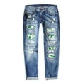 thumbnail image 1 of Uuszgmr Jeans For Women Ladies New Street Sampa Printed Perforated Straight Denim Trousers, 1 of 4