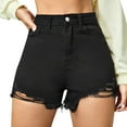 thumbnail image 1 of Uuszgmr Jeans For Women Ladies Ripped Hem High Waisted Distressed Denim Shorts, 1 of 9