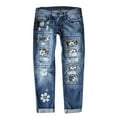 thumbnail image 1 of Uuszgmr Jeans For Women Women Casual Denim Trousers Straight Leg Pants Mid Waist Blue Jeans, 1 of 3