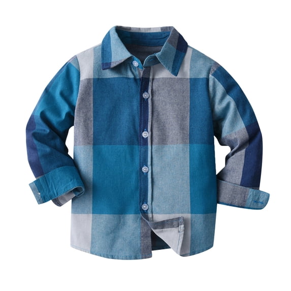 Uuszgmr Kid Coats For Boys Girls Toddler Autumn Winter Plaid Patchwork Tops Shirt Coat Clothes Sky Blue,Size:4-5 Years