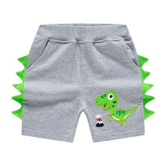 ZHUASHUM Kid Pants For Boys Children Jogger Shorts Summer Cotton Casual Cartoon Dinosaur Embroider Sweatpants Active Sweatpants With Pockets,5-6 Years Grey
