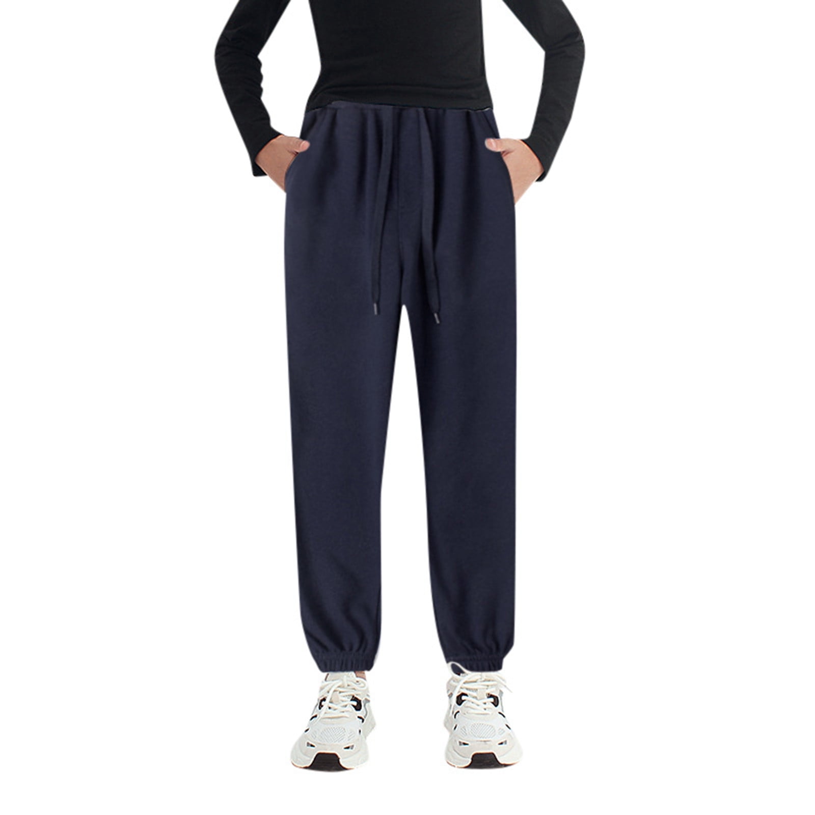 ZHUASHUM Kid Pants For Boys Girls Active Pants Jogger Sweatpants With Pockets Warm Kids Trousers Casual Solid Color Pants Bu2,Size:8-9 Years