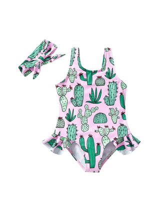Cactus Print One Piece Cupless Swimsuit, Swimsuits