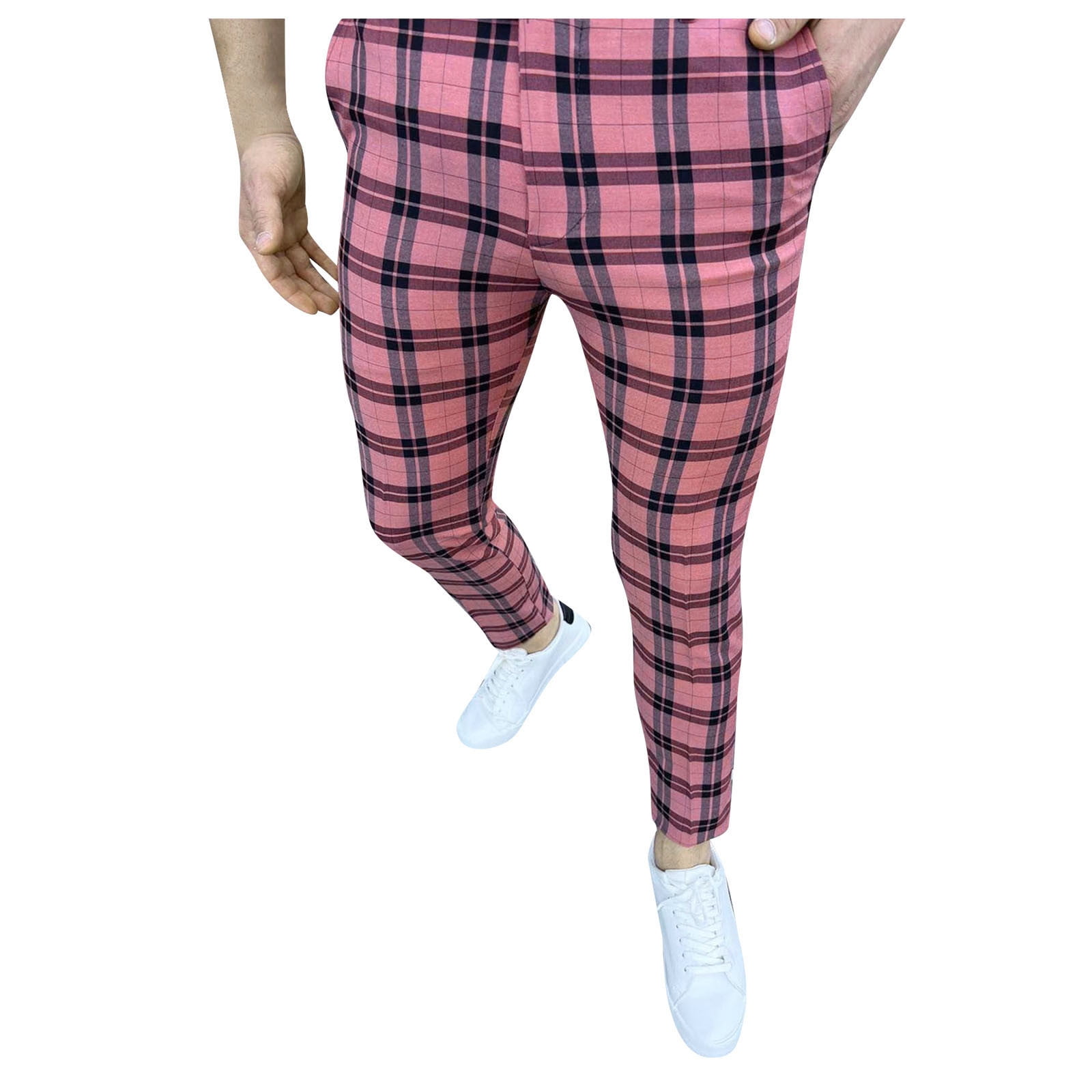 pink tartan golf trousers