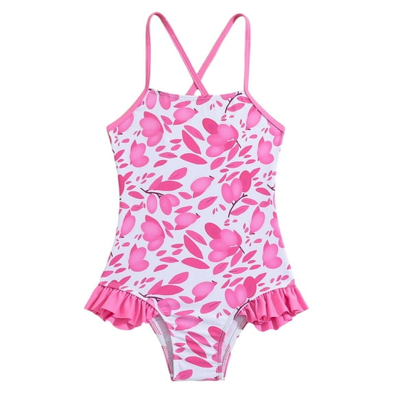Uuszgmr One Pieces Swimsuit For Girls Solid Color Ruffles Small Fresh Little Girl Baby Triangle Hot Spring Vacationrd1,Size2-3 Years