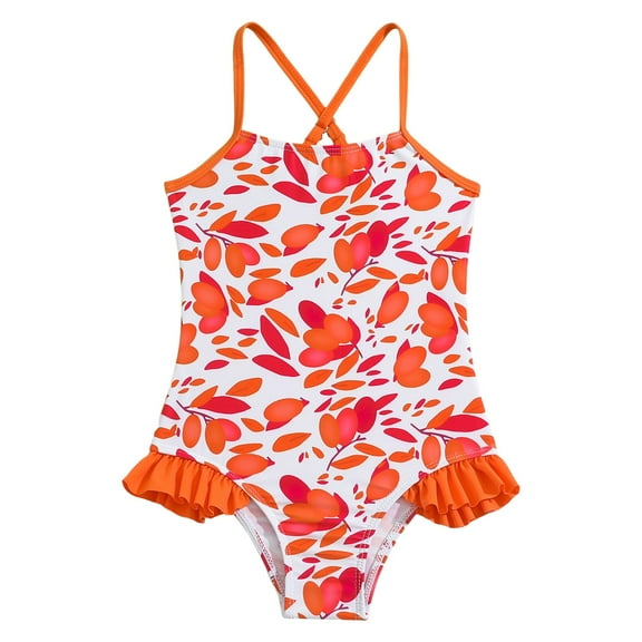 Uuszgmr One Pieces Swimsuit For Girls Solid Color Ruffles Small Fresh Little Girl Baby Triangle Hot Spring Vacationrd2,Size2-3 Years