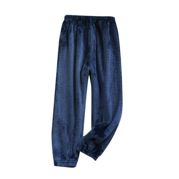 ZHUASHUM Pants For Baby Girls Pajamas Kids Girls Solid Color Flannel Pajama Pants Soft Home Pants Elastic Waist Trousers Navy 4-5 Years
