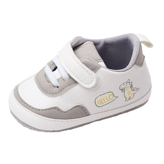Uuszgmr Shoes For Boys Gilrs Summer Children Toddler Shoes Sports Round Toe Colorblock Hook Loop Cartoon Dinosaur Pattern Shoes Grey.Size:0-6 Months