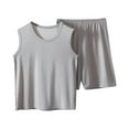 thumbnail image 1 of Uuszgmr Summer Boys Girls Outfits Toddler Summer Short Sleeve Solid Color Tops Shorts Fashion For Children Clothes Grey,Size:2-3 Years, 1 of 4