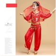 thumbnail image 1 of ZHUASHUM Summer Outfits For Girls 3-4 Years Solid Color Short Sleeve Belly Dance Sequin Dance Dress Wear Carnival Sets Red, 1 of 5