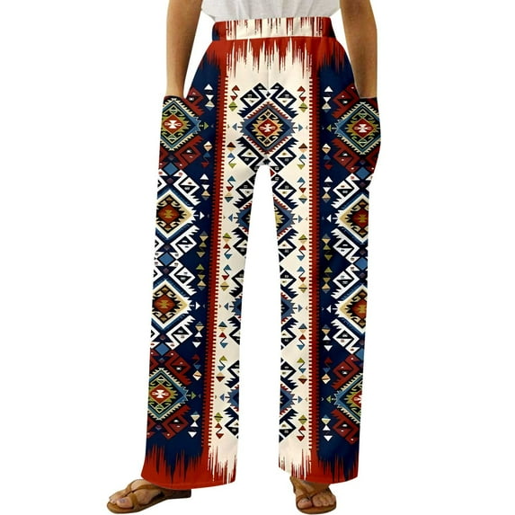 ZHUASHUM Sweatpants Women Fashionable Solid Color Casual Waist Easter Cartoon Print Pocket Wide Leg Trousers Red S