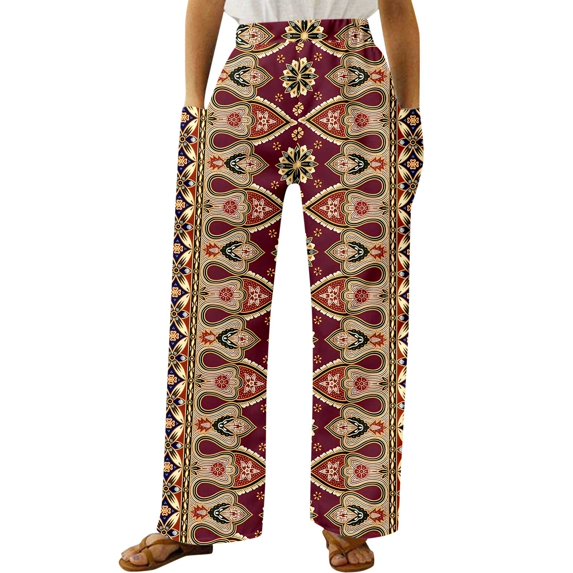 ZHUASHUM Sweatpants Women Fashionable Solid Color Casual Waist Easter Cartoon Print Pocket Wide Leg Trousers Xl