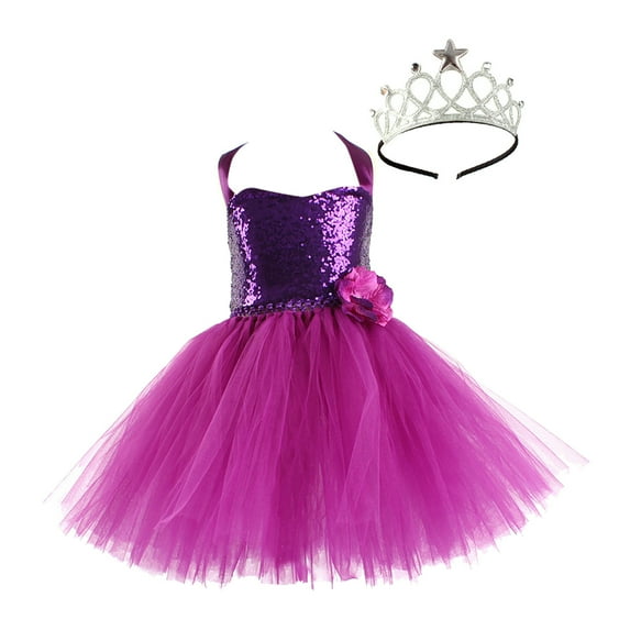 ZHUASHUM Toddler Girls Dress Summer Fashion Dress Princess Dress Casual Dress Tutu Mesh Dress Outwear With Hair Clasp 2Pcs Sets,6-7 Years