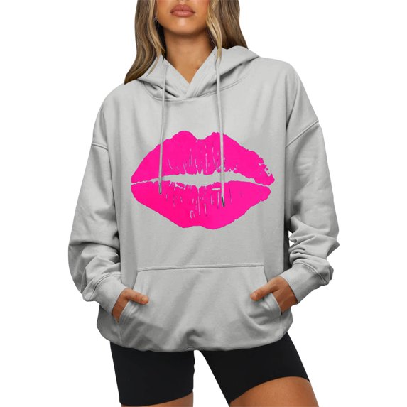 Uuszgmr Women Autumn Winter Hoodie Fashion Sweatshirt For Women Hoodies Trendy Graphic Print Drawstring Pullover Hooded Casual Tops Fall Loose Long Sleeve Blouse With Pocket