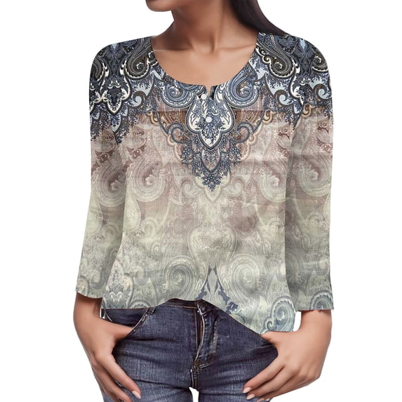 Uuszgmr Women T Shirt Ladies Dark Leisure Long Sleeve Unique 3D Printed Top Casual Top