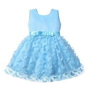 Uuszgmr girls dresses Toddler Girls Sleeveless Butterfly Embroidery Tulle Bowknot Pageant Gown Party Evening Dress Wedding Dress baby easter clothes for girls Blue,Size:6-12 Months