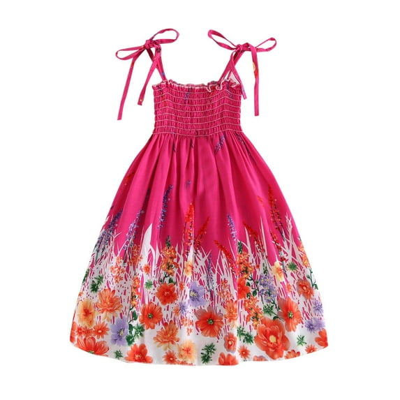 ZHUASHUM princess dress up for girls Clothes Kids Baby Beach Straps Bohemian Floral Girls Dress Toddler Skirt newborn easter clothes B,Size:6-7 Years