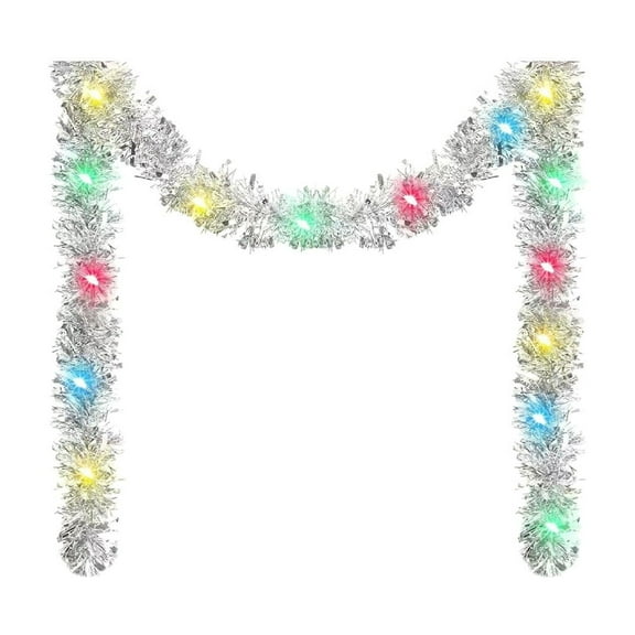 Uutvery 16.4Ft Christmas Encrypted Decorative Rattan with Colourful Lights, LED Light Strips and PVC Garland, DIY Rattan Faux Greenery for Door Window Staircase Handrail