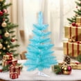 thumbnail image 1 of Uutvery 17.7 Inch Blue Artificial Christmas Tree with LED Lights and Ornaments, Mini Christmas Tree Set for Tabletop Decoration, Xmas Holiday Home Party Decor with Star Treetop Accessories, 1 of 7