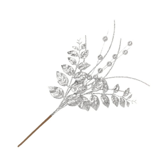 Uutvery 17.7nch Christmas Artificial Plants,Artificial Glitter Berry Stems,Gold Silver Red Fake Leaves and Berry Decor,Xmas Wreath DIY Crafts for Vase Wedding Bouquet Tree Decoration