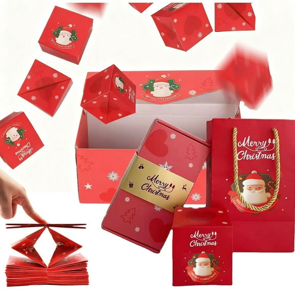 Uutvery 18 Pcs Surprise Gift Box Set, with 3 Rubber Bands and Gift Bag, Reusable Pop-Up Explosion, Holiday Party and Birthday Gift