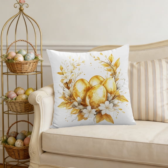 Uutvery 18x18 Inch Easter Pillow Cover, Polyester Decorative Cushion Case for Sofa Bed, Soft Holiday Throw, Machine Washable Home Car Decor