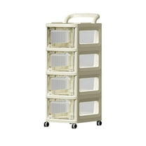 Uutvery 2/3/4-Tier Rolling Storage Cart Plastic Utility Cart with Handle Movable Storage Organizer with Wheels Transparent Shelves – Multi-Purpose Organizer for Kitchen Bathroom Living Room