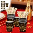 thumbnail image 1 of Uutvery 20 Pcs Black Gold New Year Tableware Set, Disposable Party Paper Plates Cups Napkins, Holiday Dinnerware for Celebration, Festive Decor, 1 of 6