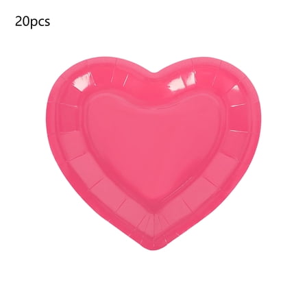Uutvery 20 Pcs Heart Shaped Paper Plates, Valentine's Day Disposable Tableware, Red Pink Hot Pink Party Plates, Romantic Dinner and Celebration Decor
