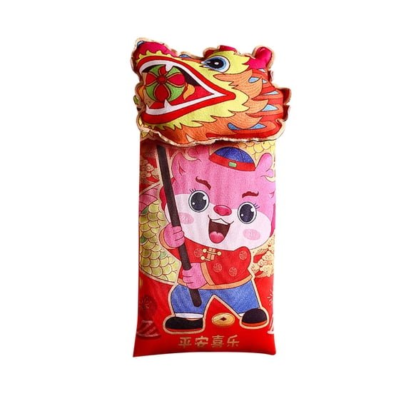 Uutvery 2024 Year Of The Dragon Fabric Red Envelope, Squeezable Money Bag That Makes Sound, Chinese New Year Gift, Spring Festival Decoration
