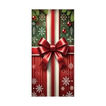 Uutvery 2025 New Christmas Door Cover Elastic, 35x71 Inch 3D Bow Tie Design Polyester Fabric, for Indoor Outdoor Front Door Decoration, Holiday Party Home Decor